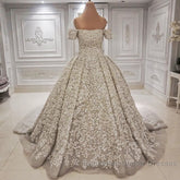 Luxurious Off the shoulder Lace appliques Appliques Wedding Dresses